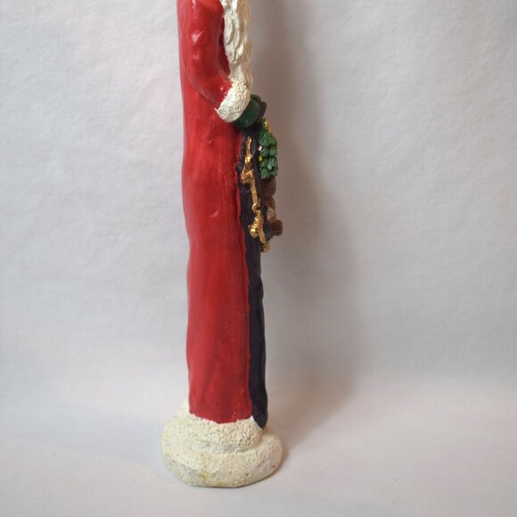 Vintage Resin Skinny Santa Claus Figure With Black Toy Sack Teddy Bear Presents - Picture 8 of 11